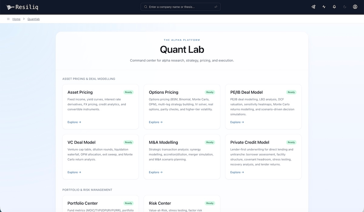 Resiliq Quant Modelling Lab